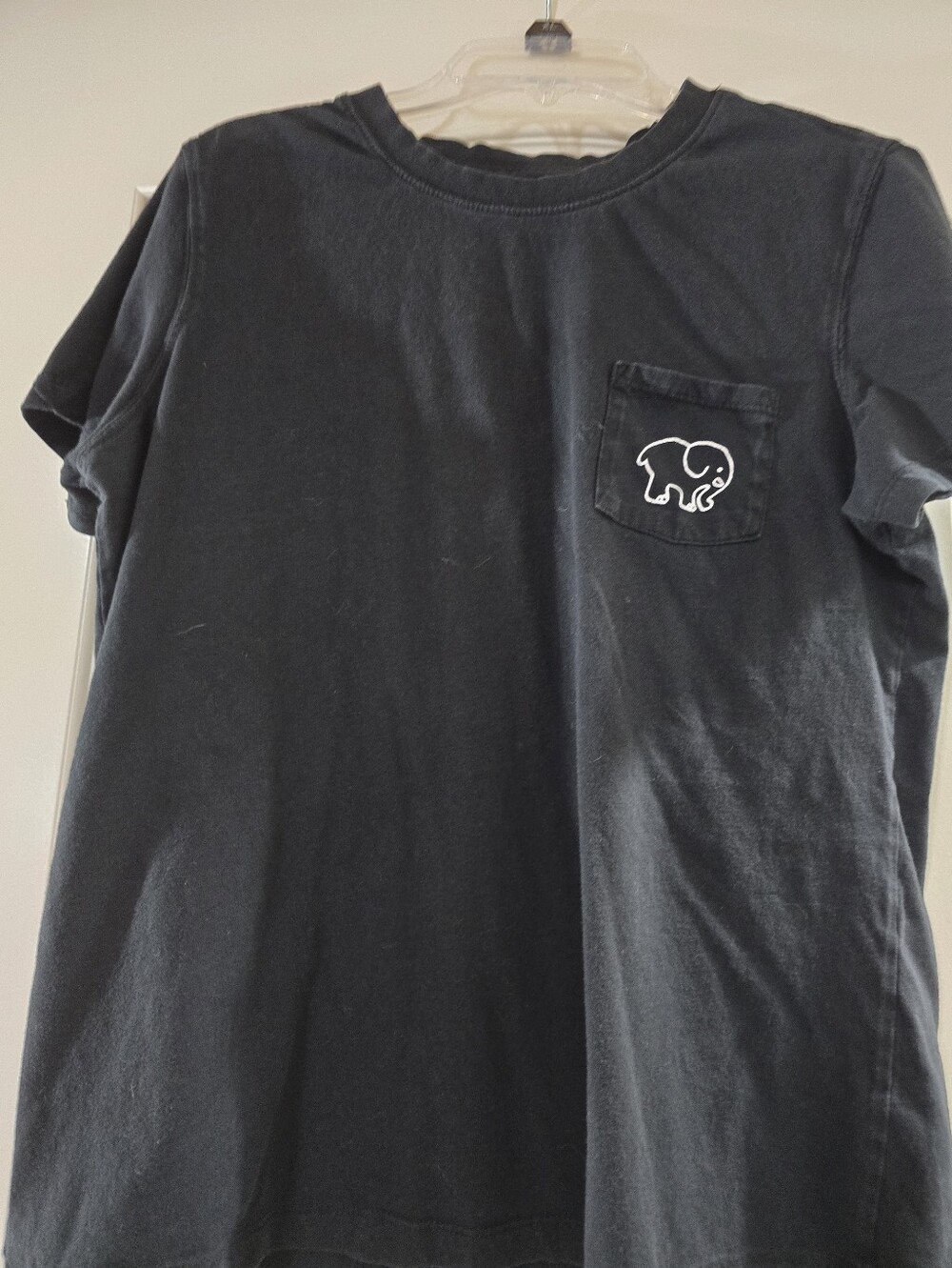 ivory ella Black Short Sleeve Pocket Tee with Elephant Logo